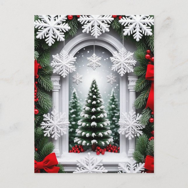 ❄️ Elegant snöig julgran scen 🎄 Vinter Vykort (Framsida)