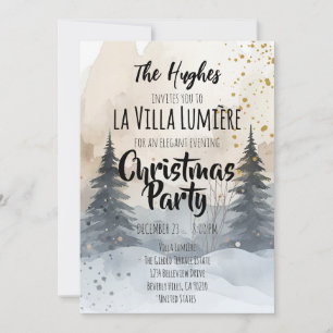 Elegant snöig kulle tall vinter julfest inbjudningar