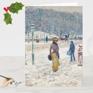 Elegant Snöig New York Vintage Konst Julkort Helgkort