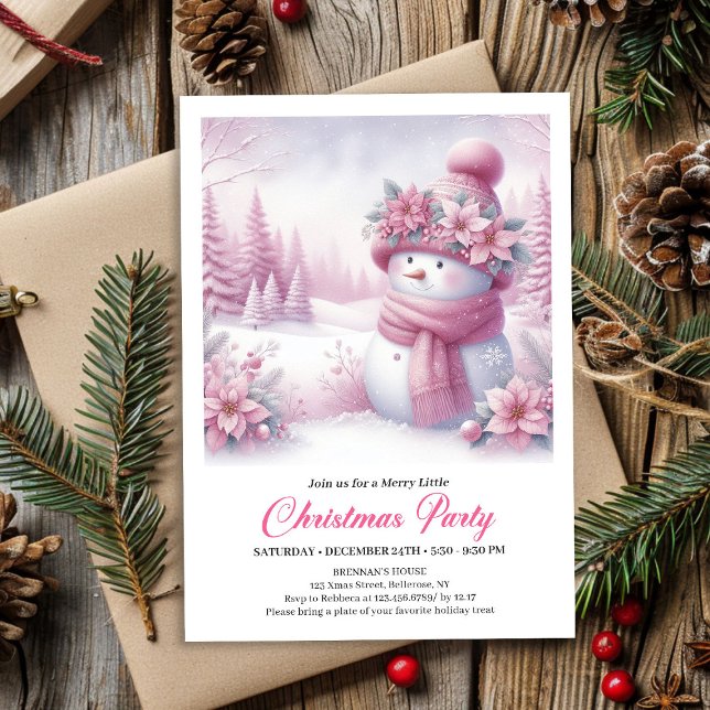 Elegant Snöig Skog Barn Redigerbar Jul  Inbjudningar (Elegant Snowy Forest Kids Editable Christmas Invitation

)