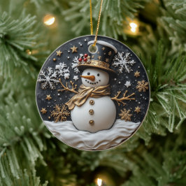 Elegant Snöman Julgransprydnad Keramik