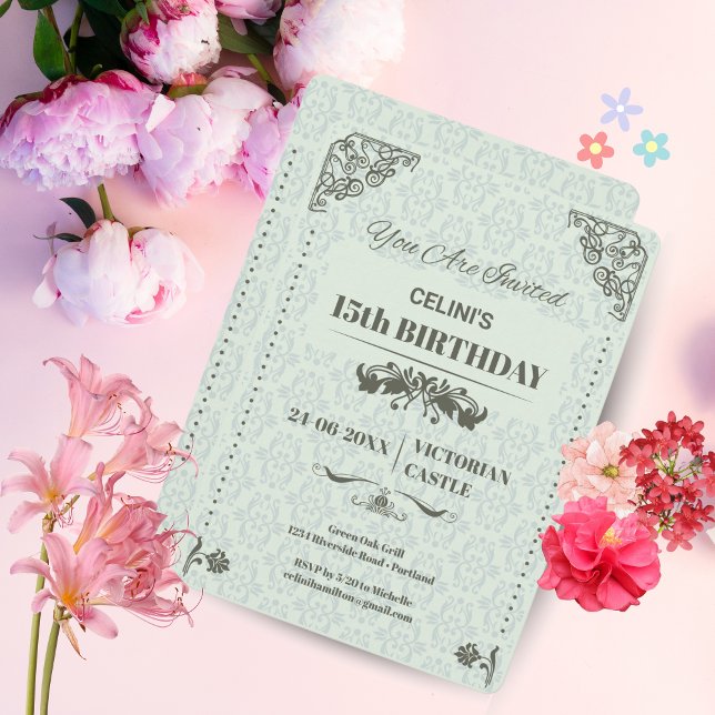 Elegant Snöre 15:e födelsedagsinbjudan - Anpassnin Inbjudningar (Elegant Lace 15th Birthday Invitations – Custom & Stylish)