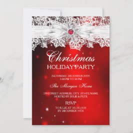 Elegant Snöre Bow Red Jul Julfest Inbjudningar