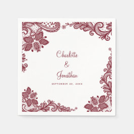 Elegant Snöre Bröllop Förlovning Bride & Groom Red Pappersservett