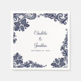 Elegant Snöre Förlovning Bride & Groom Blue Pappersservett