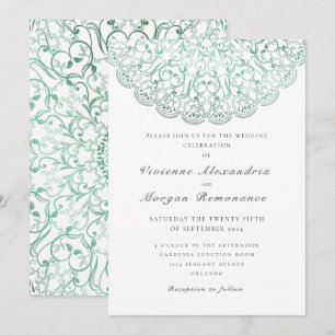 Elegant snöre grönt mandala bröllop inbjudningar