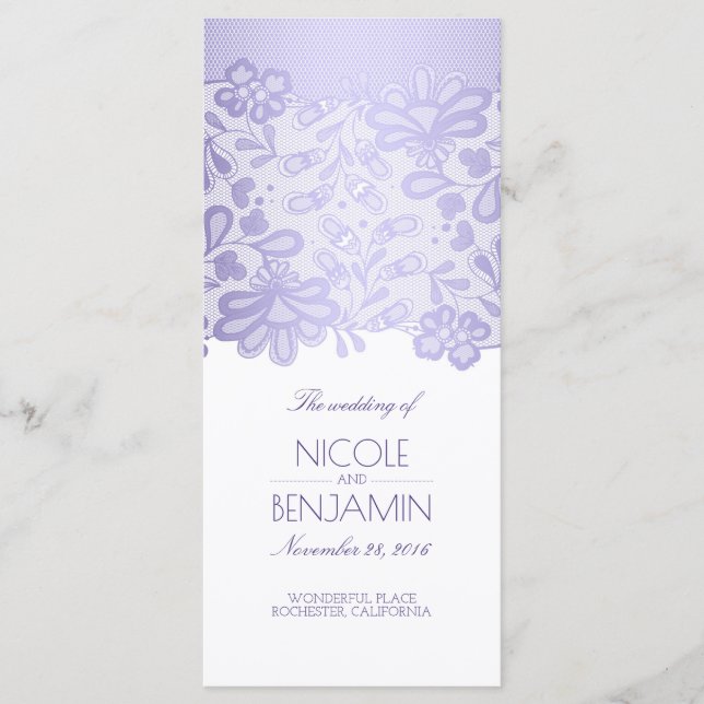 Elegant Snöre Lavender Lila Bröllopsprogram Program (Framsida)