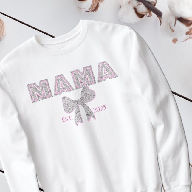 Elegant Snöre "MAMMA" med Bow MAMMA T Shirt (Skapare uppladdad)
