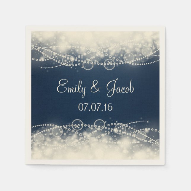 Elegant Snöre och Pearls Bröllop Pappersservett (Framsidan)