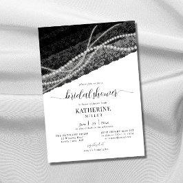 Elegant Snöre Pearl Black White Chic Möhippa Inbjudningar