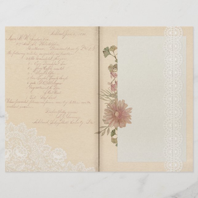 Elegant Snöre Vintage Blommigt Journal (Framsida)