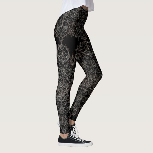 Elegant snört åt guld- mönster leggings (Höger)