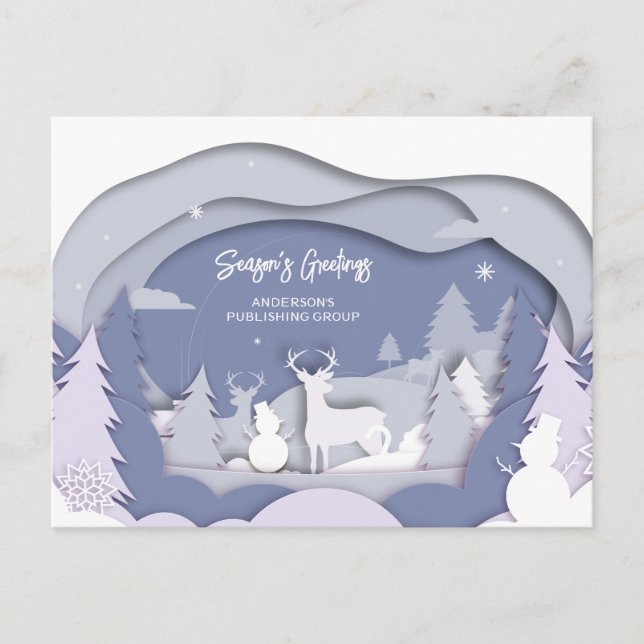 Elegant snöscen affärs julkort helg vykort (Framsida)
