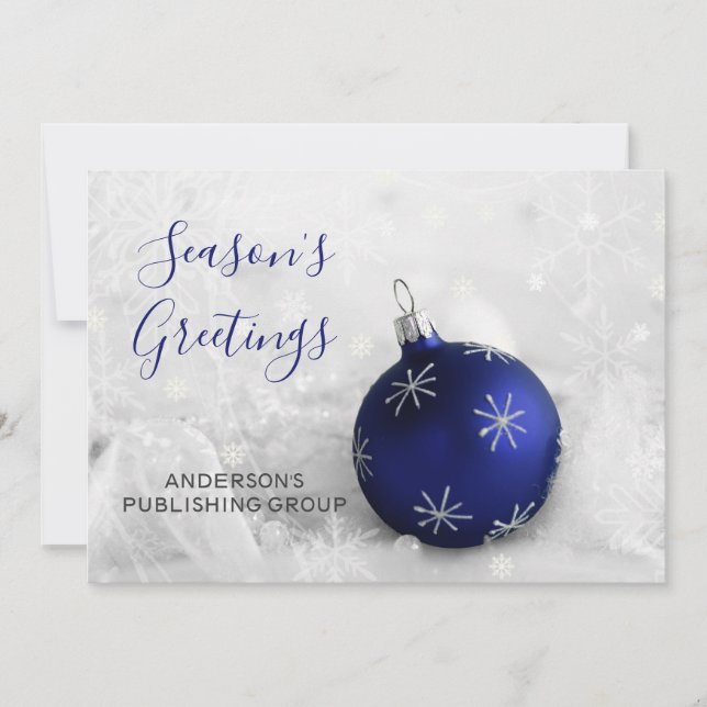Elegant snöscen Navy Ornament Company Julkort (Framsida)