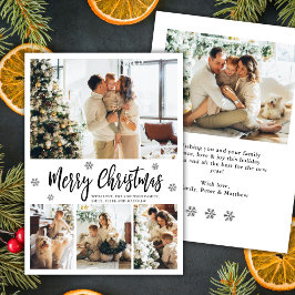 Elegant Snowflake 4 Photo Collage Christmas Julkort