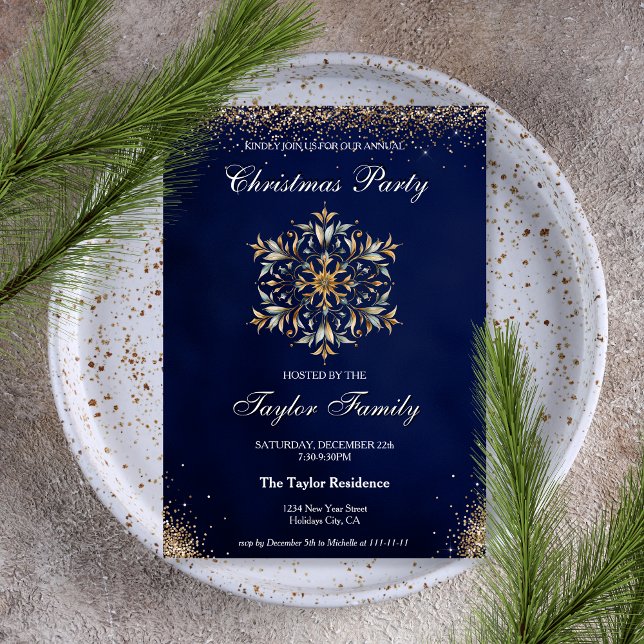 Elegant Snowflake Corporate God Jul Dinner Party Inbjudningar (Skapare uppladdad)