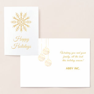 Elegant Snowflake Corporate Helgdag Guld Folierat Kort