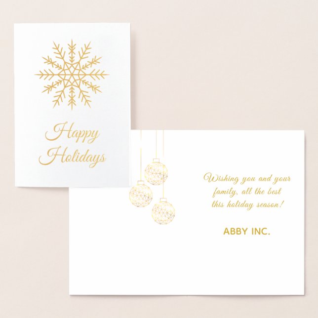 Elegant Snowflake Corporate Helgdag Guld Folierat Kort (Display)