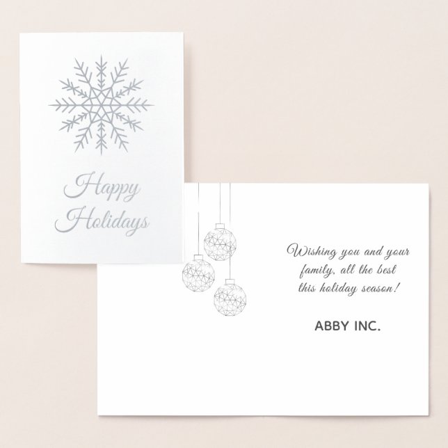 Elegant Snowflake Corporate Helgdag Silver Folierat Kort (Display)
