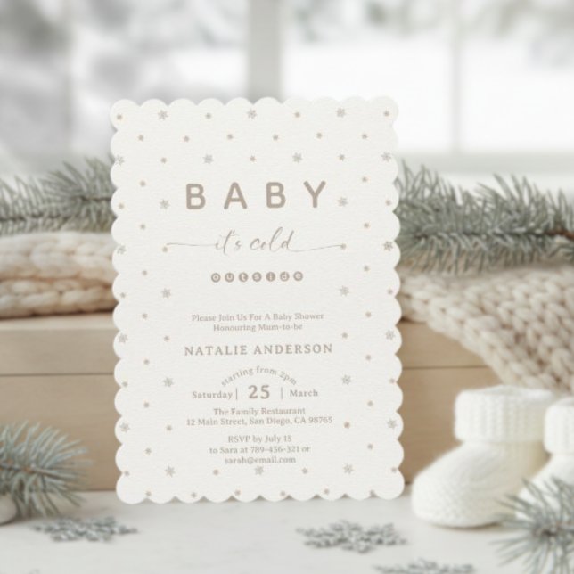 Elegant Snowflake Det är Kall utanför babyskabinka Inbjudningar (Elegant Snowflake It's Cold Outside Baby Shower Invitation)