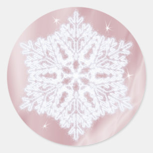 Elegant Snowflake Faux Ro Guld Winter Helgdagars Runt Klistermärke