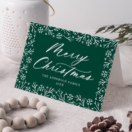 Elegant Snowflake Grönt God jul non-Photo Helgkort