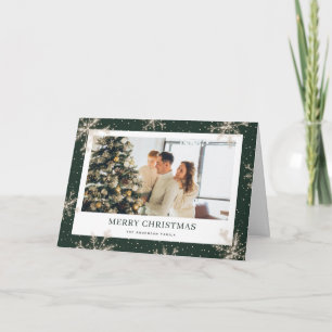 Elegant Snowflake Grönt Photo God jul Card Helgkort