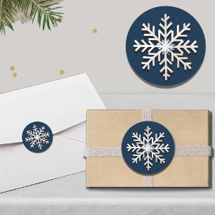 Elegant Snowflake Helgdag Round Sticker Runt Klistermärke