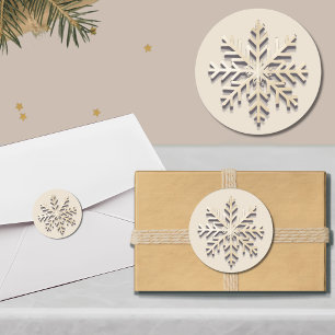 Elegant Snowflake Helgdag Round Sticker Runt Klistermärke