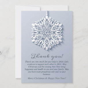 Elegant Snowflake-Helgdag Tack Kort