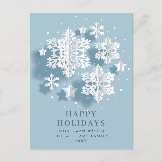 Elegant Snowflake-julen Hälsning Helgdag Vykort (Framsida)