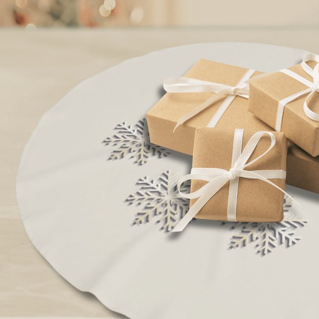 Elegant Snowflake Julgran Skirt Julgransmatta Borstad Polyester (Skapare uppladdad)