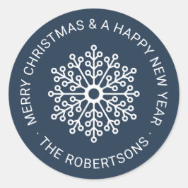 Elegant Snowflake-julklapp Märkre Round Sticker Runt Klistermärke