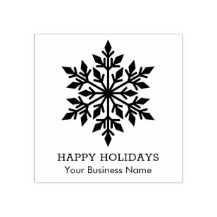 Elegant Snowflake Lycklig Helgdag Small Business Stämpel