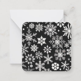 Elegant Snowflake Mini Black & White-jul Anteckningskort