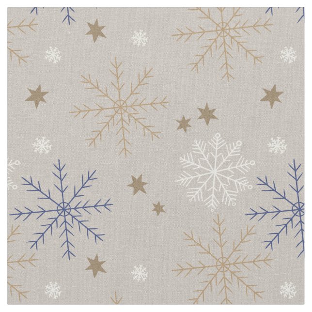 Elegant Snowflake Mönster Beige Tyg (Närbild)