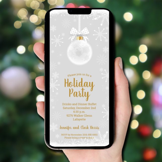 Elegant Snowflake Ornament jul Inbjudningar (Elegant Snowflake Ornament Christmas Invitations - INSTANT DOWNLOAD and/or PRINTED)