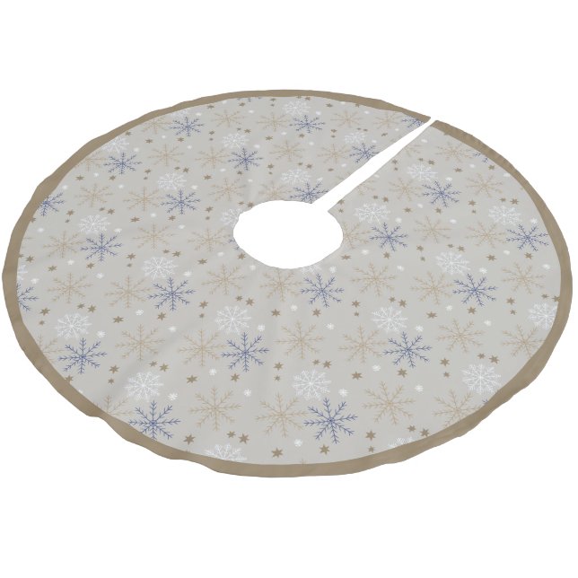 Elegant Snowflake Pattern Beige Julgransmatta Borstad Polyester (Vinklad)