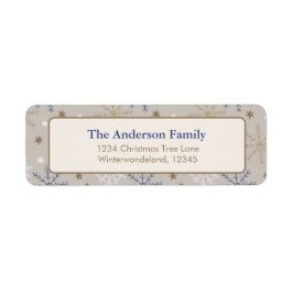 Elegant Snowflake Pattern Beige Returadress Etikett