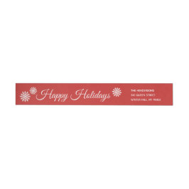 Elegant Snowflake Red Helgdag Wrap Around Label Etikettband