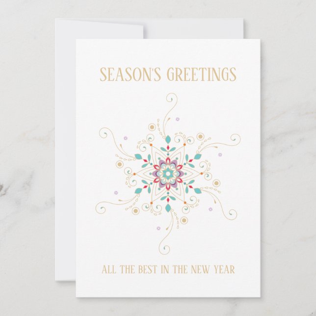 Elegant Snowflake Season Greetings Business Julkort (Framsida)
