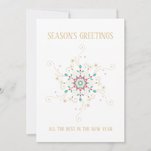 Elegant Snowflake Season Greetings Business Julkort