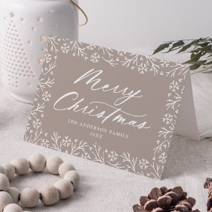 Elegant Snowflake Taupe God jul non-Photo Helgkort