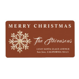 Elegant Snowflake Terracotta Returadress Fraktsedel
