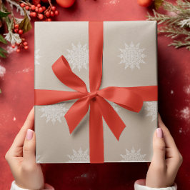 Elegant Snowflake | Vattenfärg | Jul | Beige Presentpapper