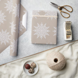 Elegant Snowflake | Vattenfärg | Jul | Beige Presentpapper