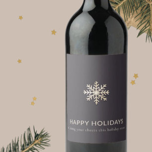 Elegant Snowflake Vin-etikett Vinflaska Etikett