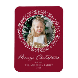 Elegant Snowflake Wandean Cranberry Photo Magnet