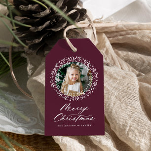 Elegant Snowflake Wandery Berry Helgdag Foto Presentetikett