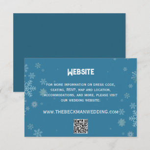 Elegant Snowflake Winter Blue Bröllop webbplats Tilläggskort